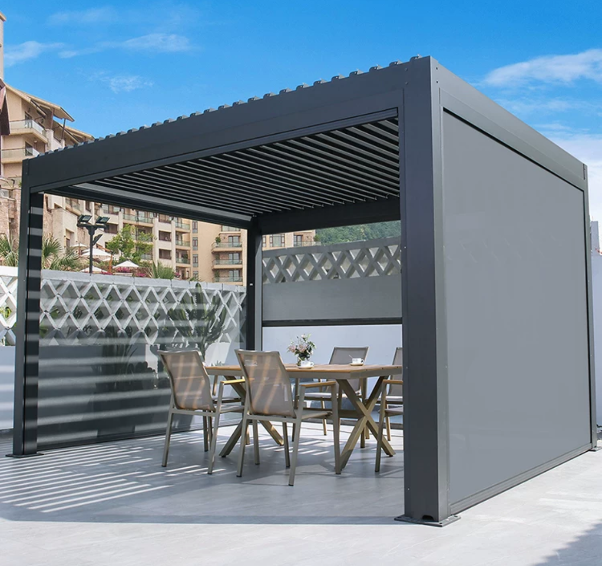 Elevate Your Outdoor Haven: The Ultimate Electric Louver Flip Awning Pavilion - Where Comfort Meets Style for Unforgettable Moments in Your Courtyard