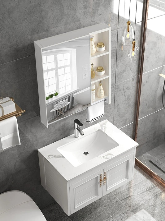 Sleek and Simple Small Apartment Washbasin Cabinet Set