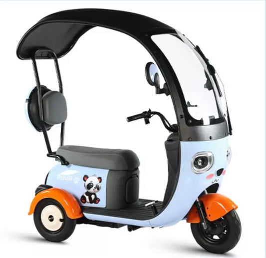 Electric Carport Tricycle: Perfect for Home, Lady, Old Age, and Child Transportation with a maximum power of 500w and a pure electric range of 65km and above.