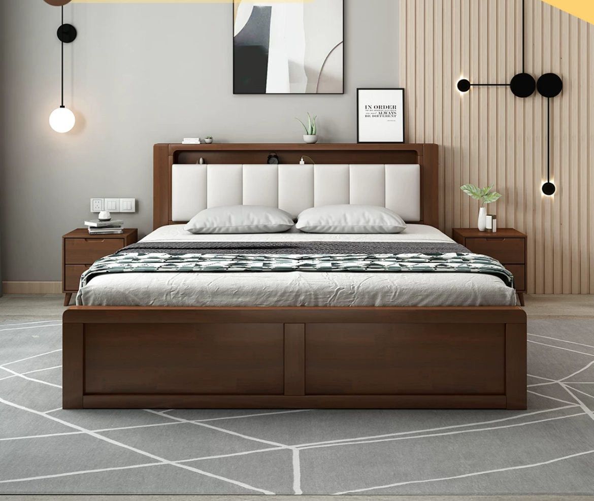 Simplify Your Life: Nordic Solid Wood Storage Bed - Modern, Spacious, Delivered to your Doorstep and installed for you