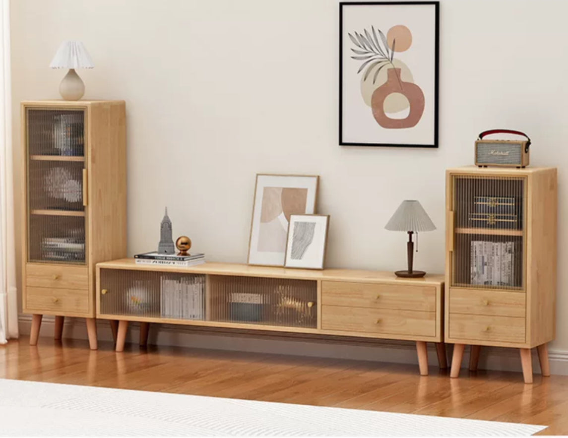 Maximize Space and Style: Modern Integrated Solid Wood Table TV Stand Combo