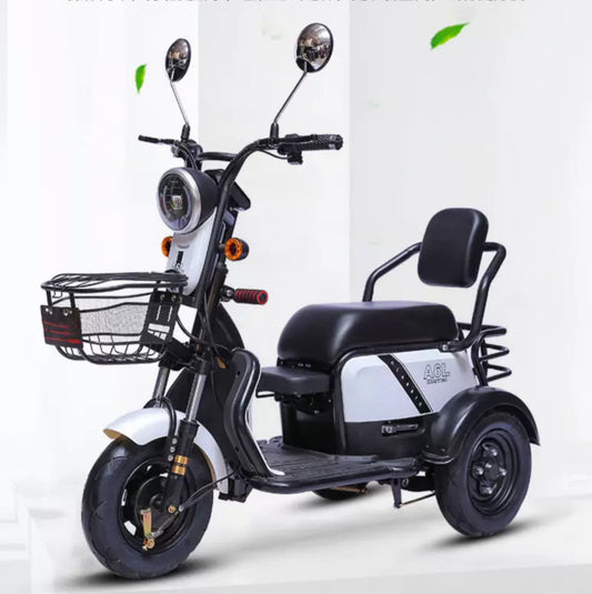 Family-Friendly Electric Tricycle with Three Wheels, maximum power of 500w and 60v Battery.