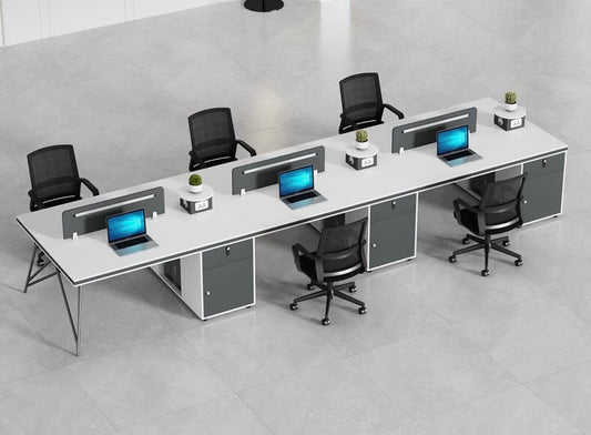 Efficiency Meets Style: Modern Office Desk & Chair Combo for 4, 6-Person Workstations