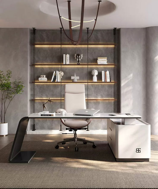 Italian Elegance: High-End Cream Corner Desk – The Epitome of Luxury and Style