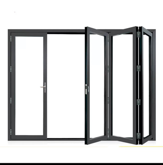 Premium Titanium-Magnesium Aluminum Alloy Glass Folding Door for Office, Balcony, Shop, and Car Beauty Spaces