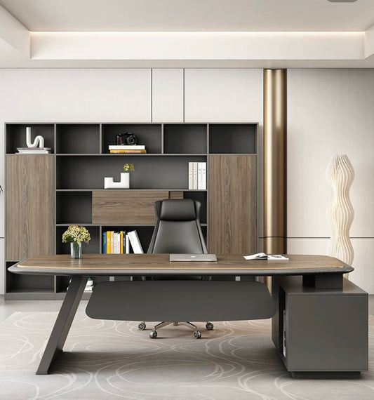 Executive Prestige: Modern Boss Desk & Chair Ensemble