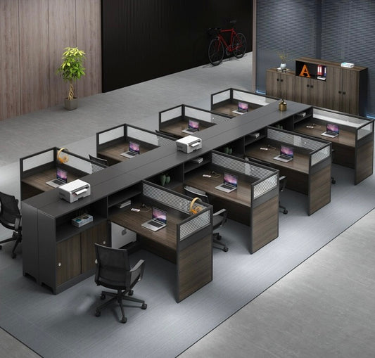 Sleek & Efficient: Modern Office Workstation for 2-6 People with Desk, Excluding Chairs