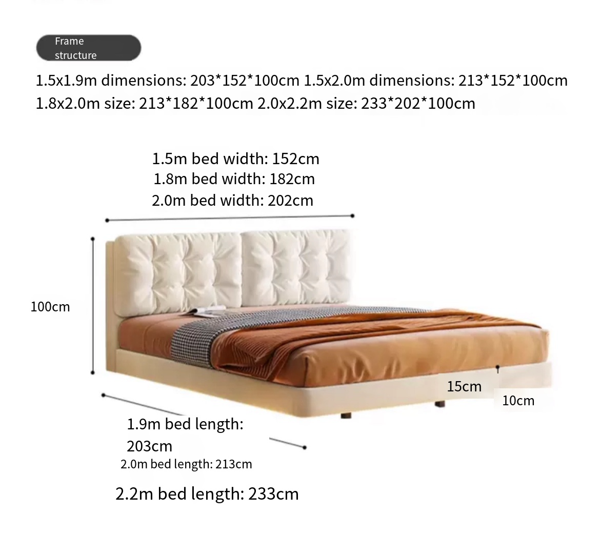 Modern and Simple Flannel Bed with Ample Storage - Delivered and Installed for You