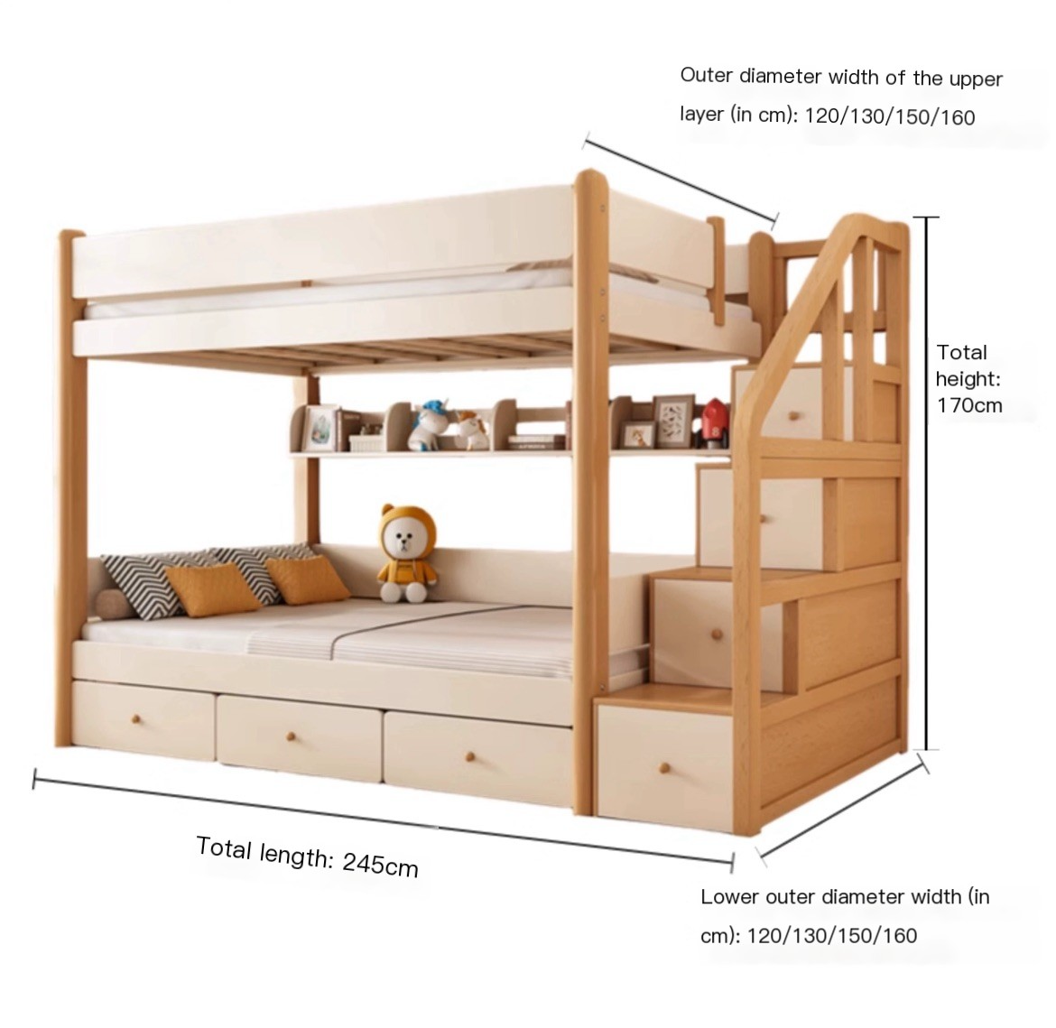 Sleep & Store in Style: Children's High and Low Bed with Double Bunk - Delivered and Installed for You