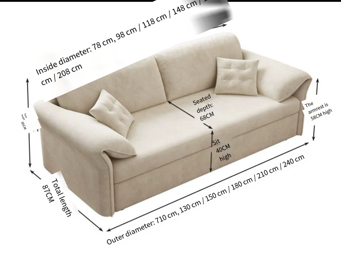 Maximize Space with our Cream Velvet Small Apartment Sofa Bed