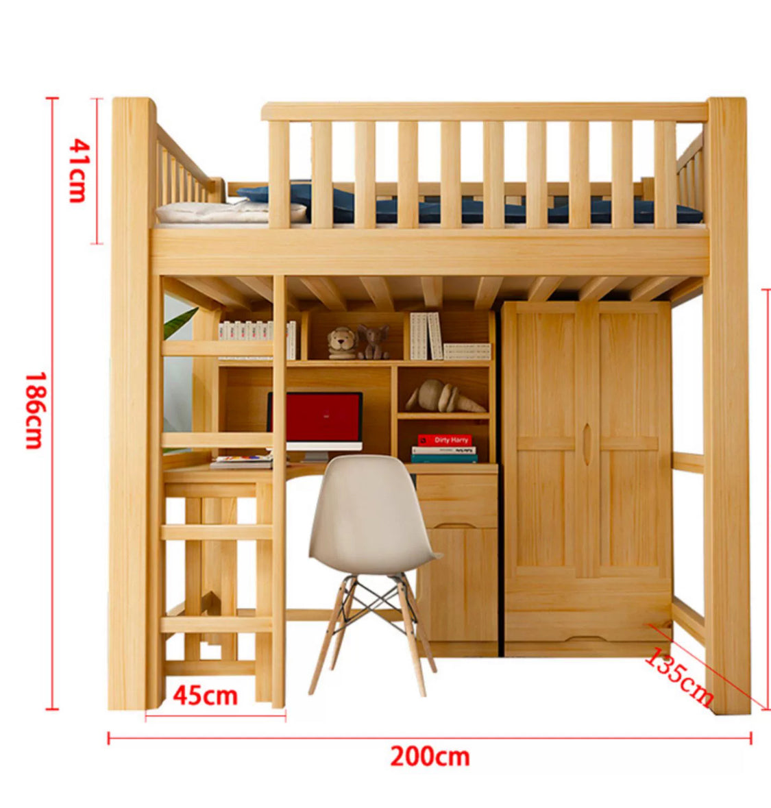 Maximize Your Dorm Room Imported Solid Wood Loft Bed with Desk - We Deliver, We Install