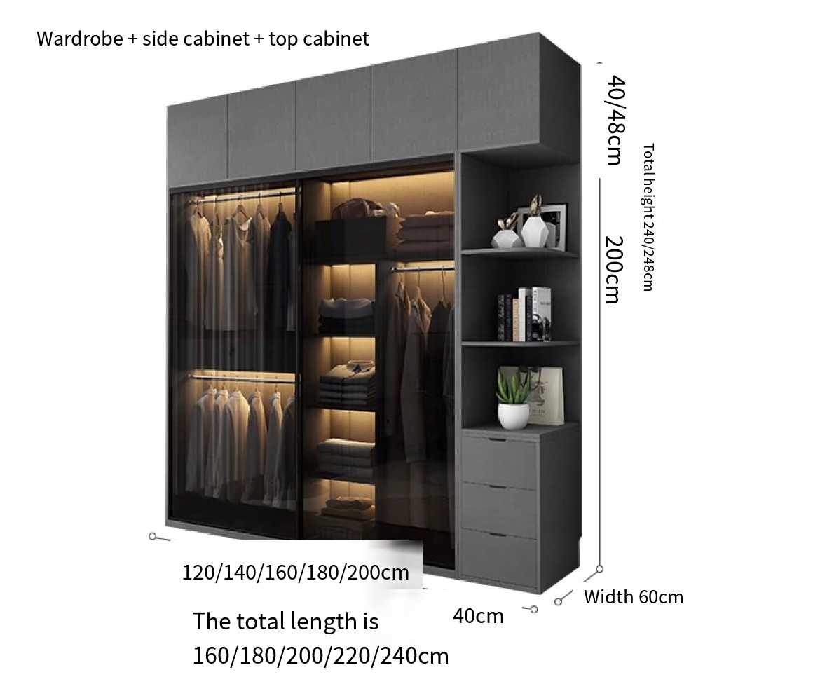 Maximize Space with Our Stylish Gray Sliding Door Wardrobe