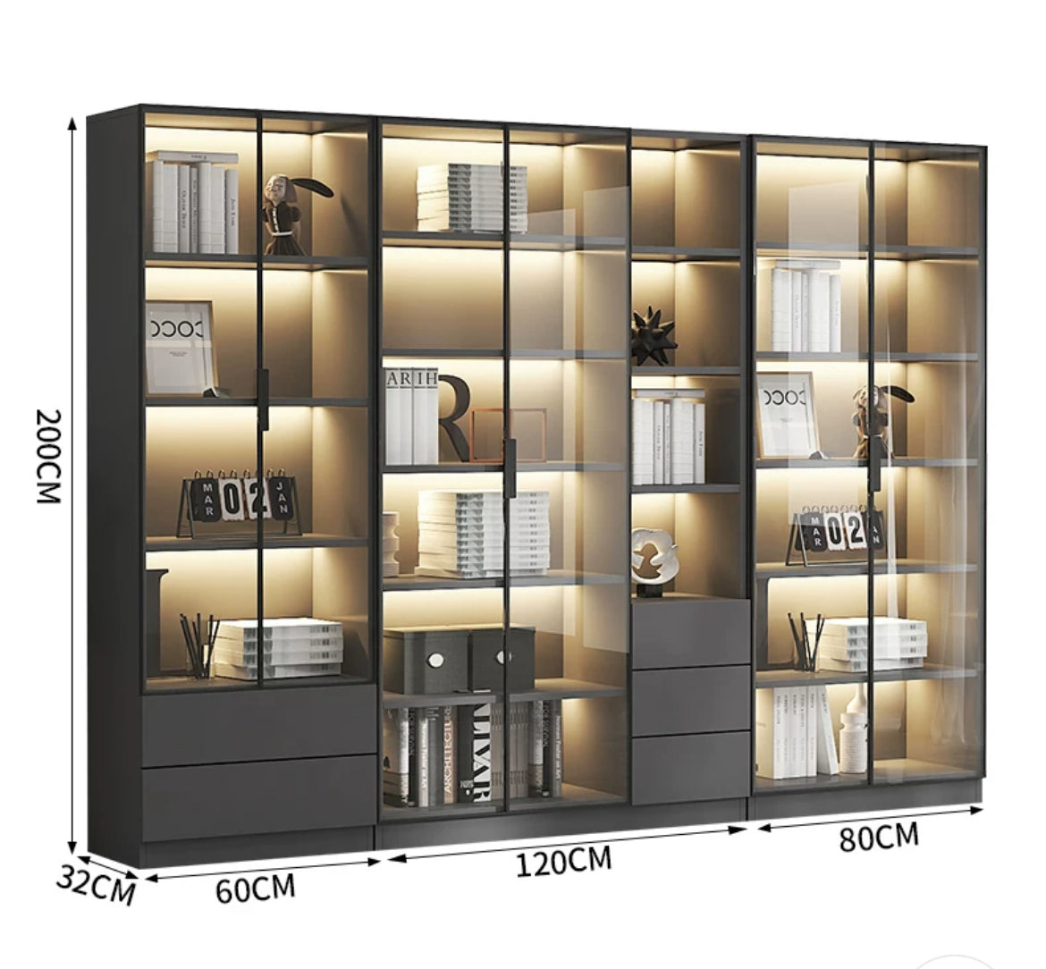 Home Library Perfection: Solid Wood Bookshelves with Glass Doors