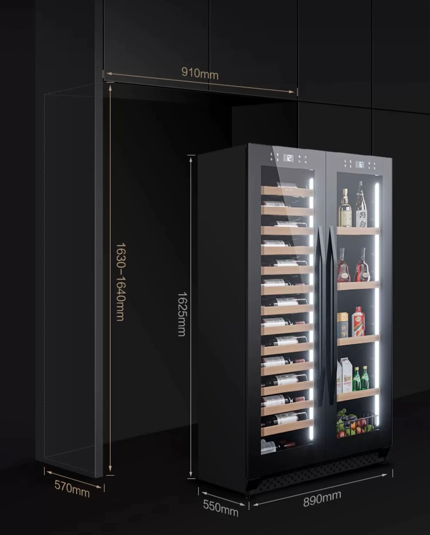 JC-500B Wine Cabinet: Elevate Your Living Space with an Ultra-Thin Ice Bar Double Door Refrigerator and Constant Temperature Wine Storage