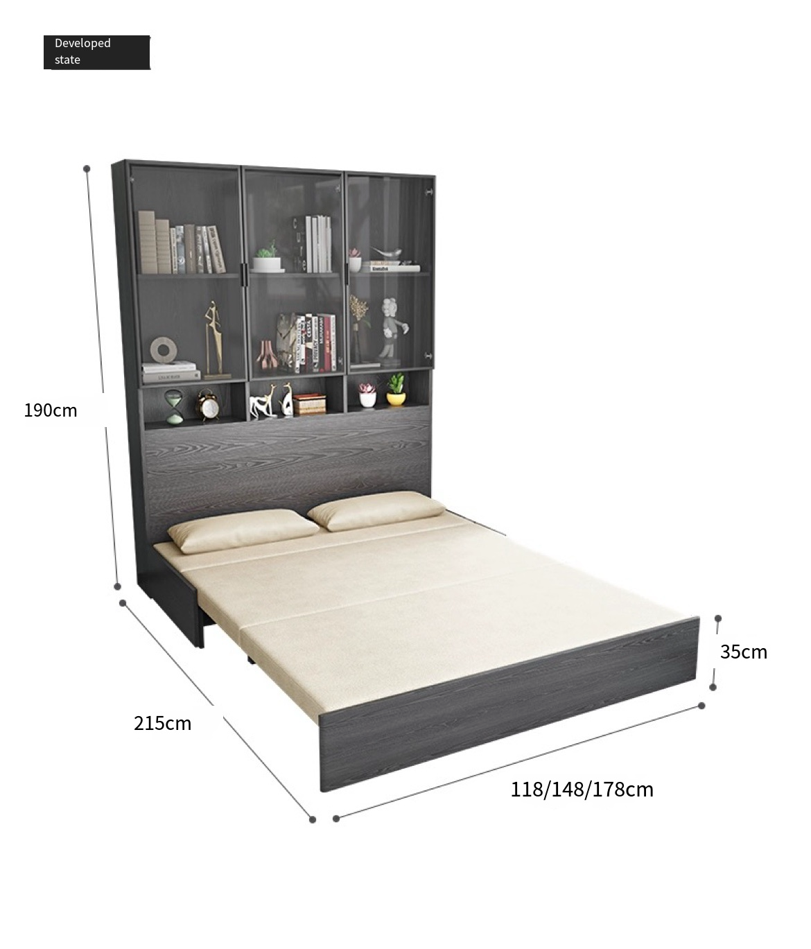 The Ultimate Space Saver: Folding Bed Cabinet with Bookshelf Combo - Your Smart Furniture Solution