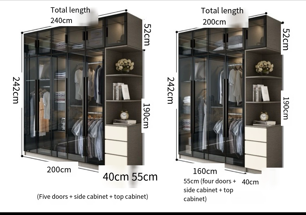 Modernize Your Bedroom with our Light Luxury Glass Wardrobe