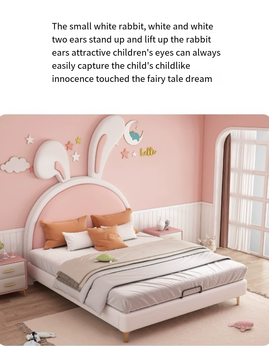 Solid Wood Elegance: The Leather Bed Fit for Your Little Princess - We Deliver, We Install!