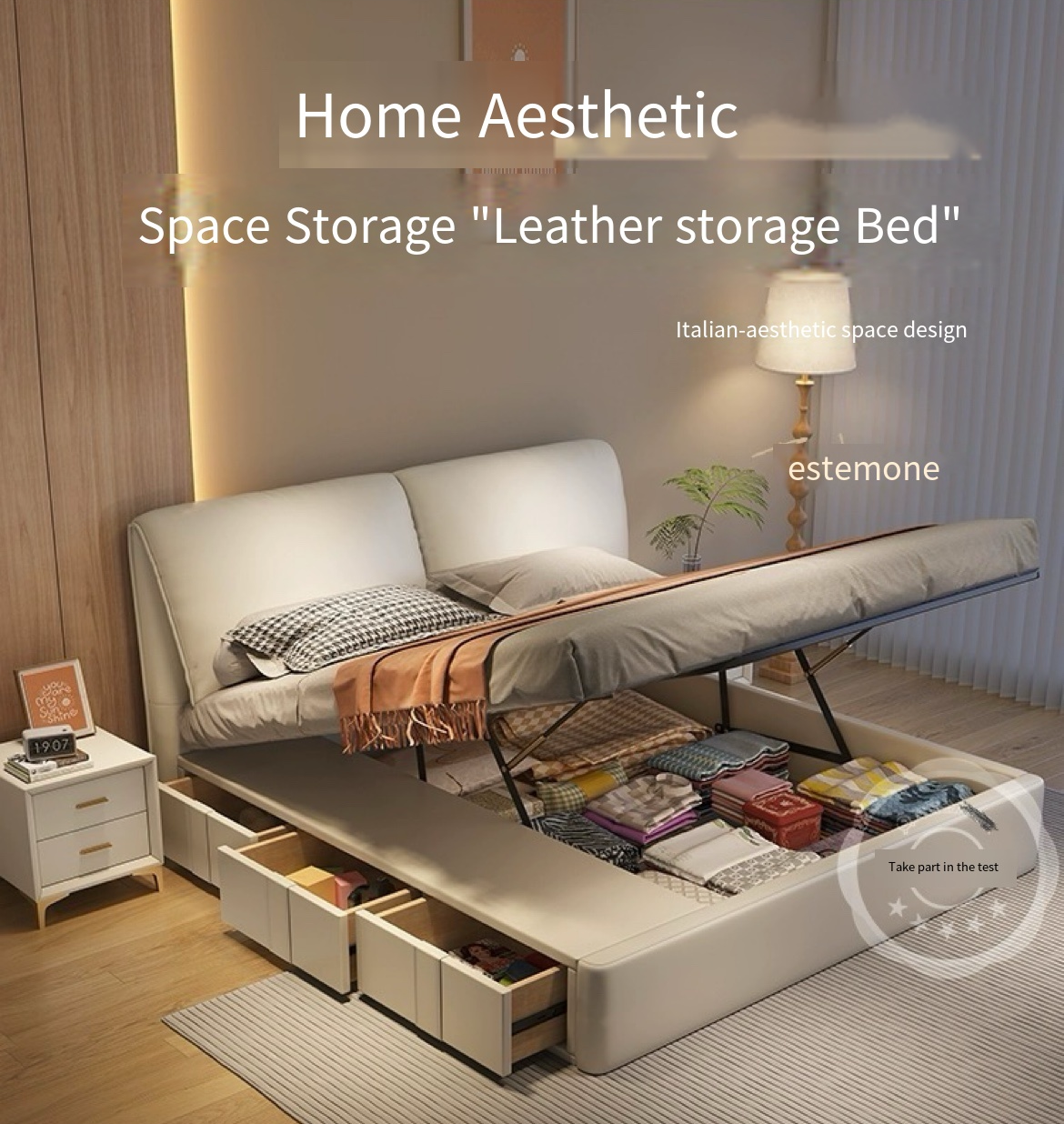 Master Bedroom Luxury: Genuine Leather Bed with Drawer Storage - Delivery and Installation Included