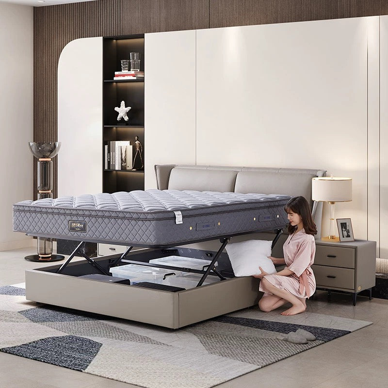 Chivas Five Star Milan-Style Masterpiece: Genuine Leather Electric Double Bed with Storage - Your Dream Wedding Bed, Delivered and Installed!