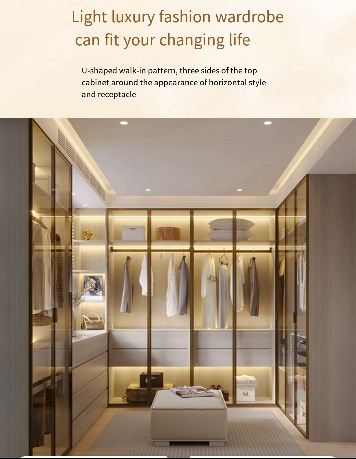 Step into Luxury: Custom Glass Door Bedroom walk-in Wardrobe