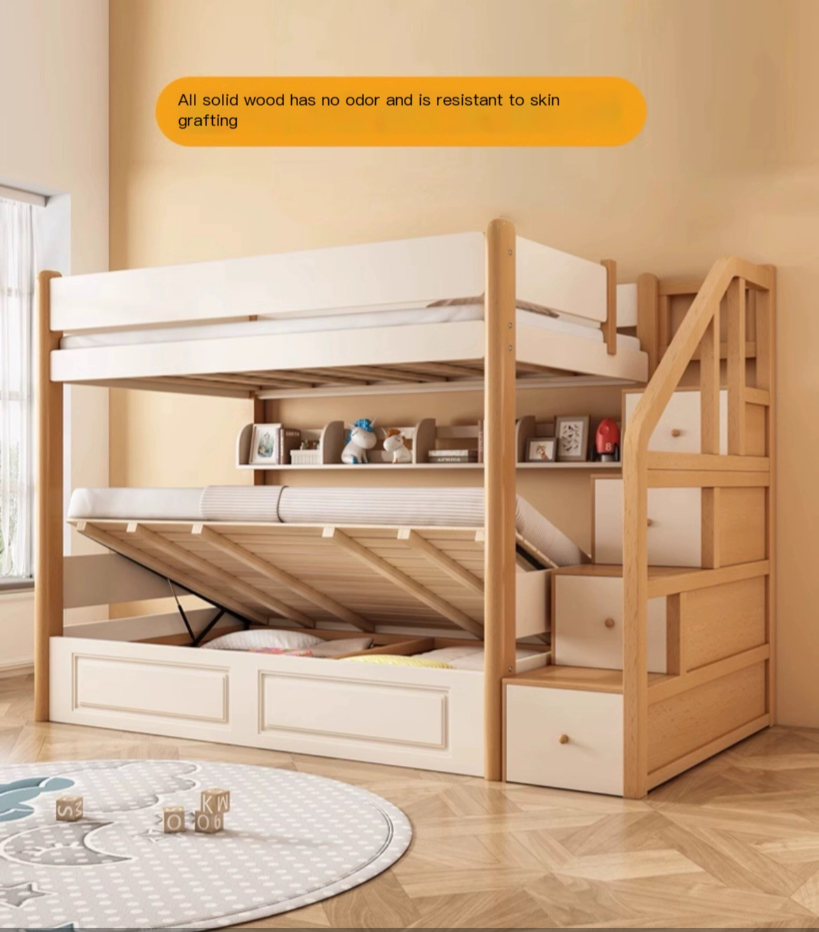 Sleep & Store in Style: Children's High and Low Bed with Double Bunk - Delivered and Installed for You