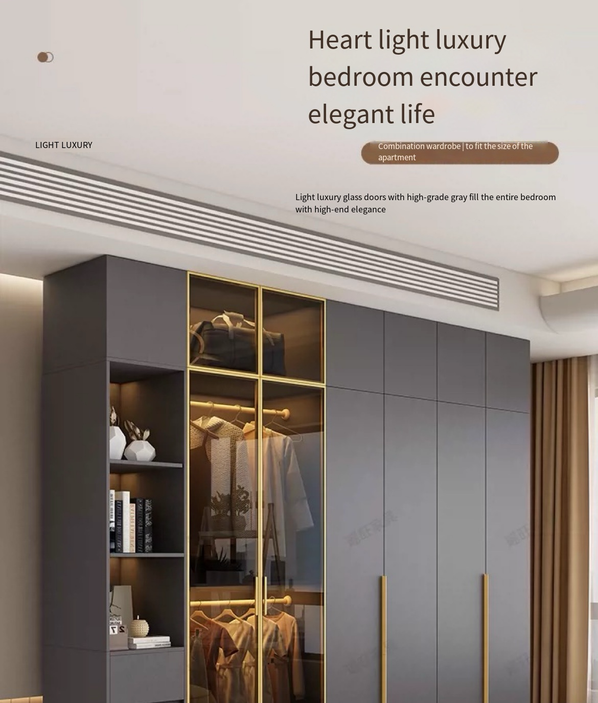 The Ultimate Bedroom Storage Solution: High-End Solid Wood Wardrobe with Glass Doors