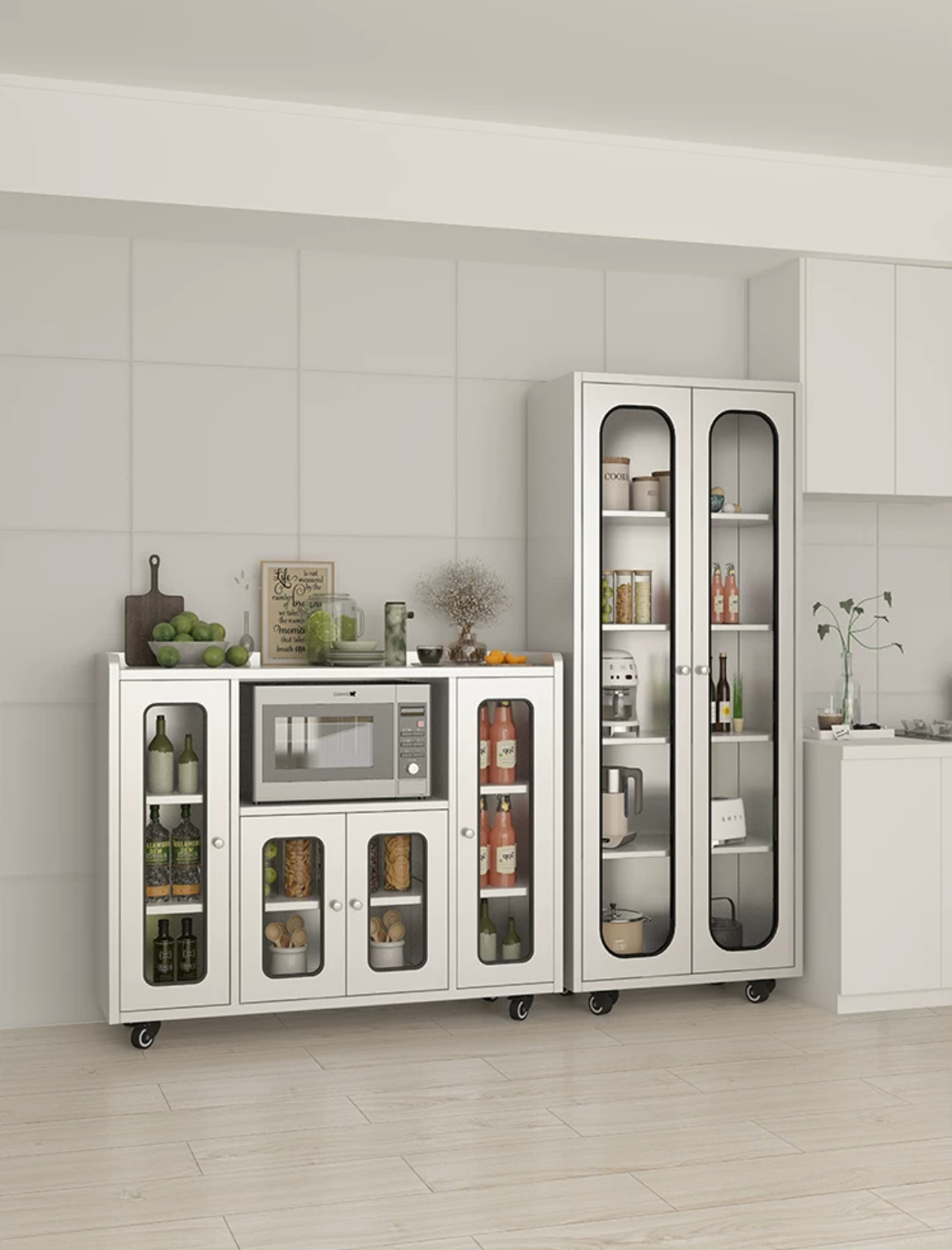 Sleek and Organized: 304 Stainless Steel Kitchen Cupboard with Drawer.