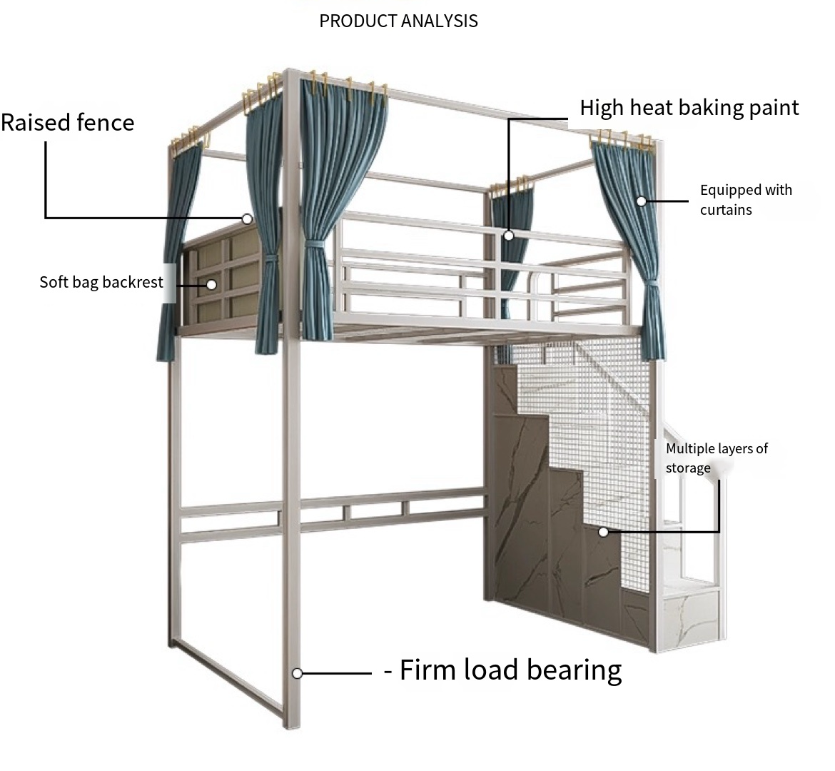 The Loft Life Made Easy: Iron High and Low Bed with Table, Delivered and Assembled