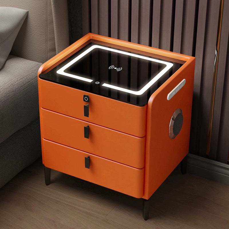 Smart Bedside Table: Modern Design, Wireless Charging, Bluetooth Audio, and Storage