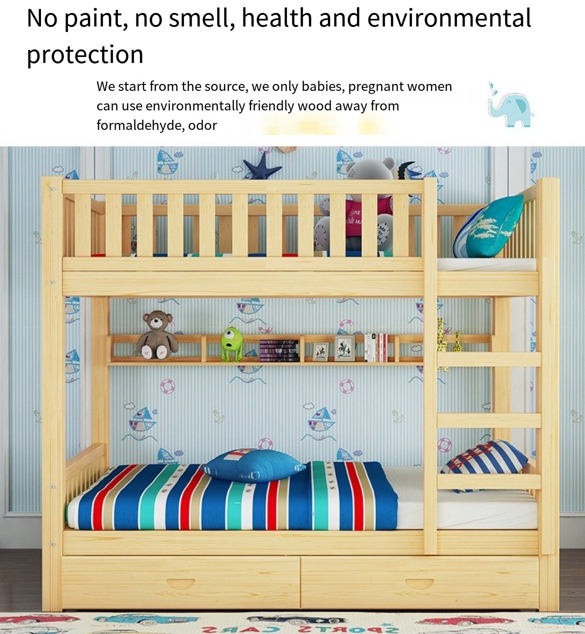 Transform Your Space with Small Size Upper and Lower Bunk Beds – The Ultimate Double Decker Solid Wood Bed for Both Adults and Kids