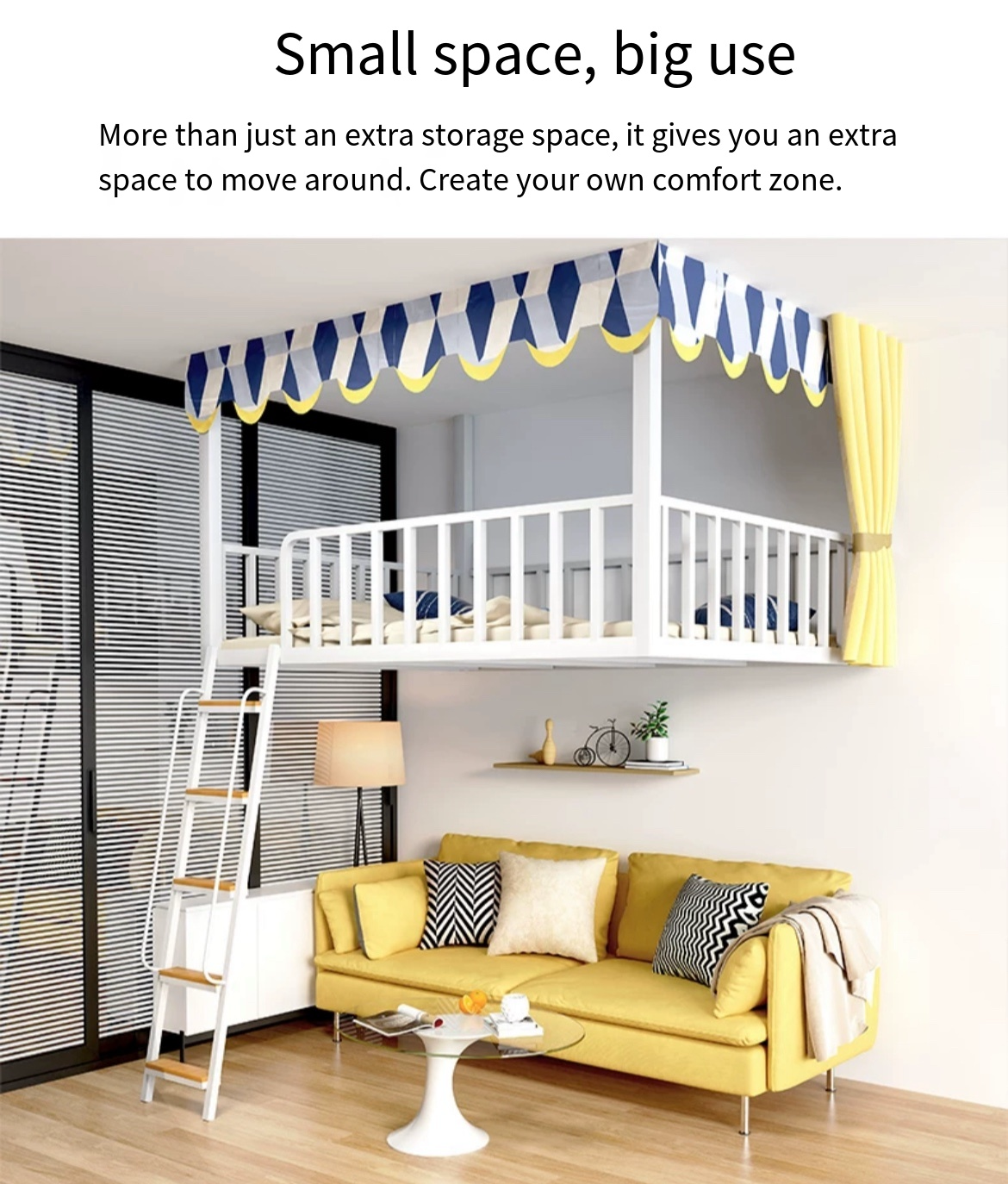 Maximize Your Living Area: Iron Hanging Bed for Small Spaces - Delivered and Installed for Your Convenience