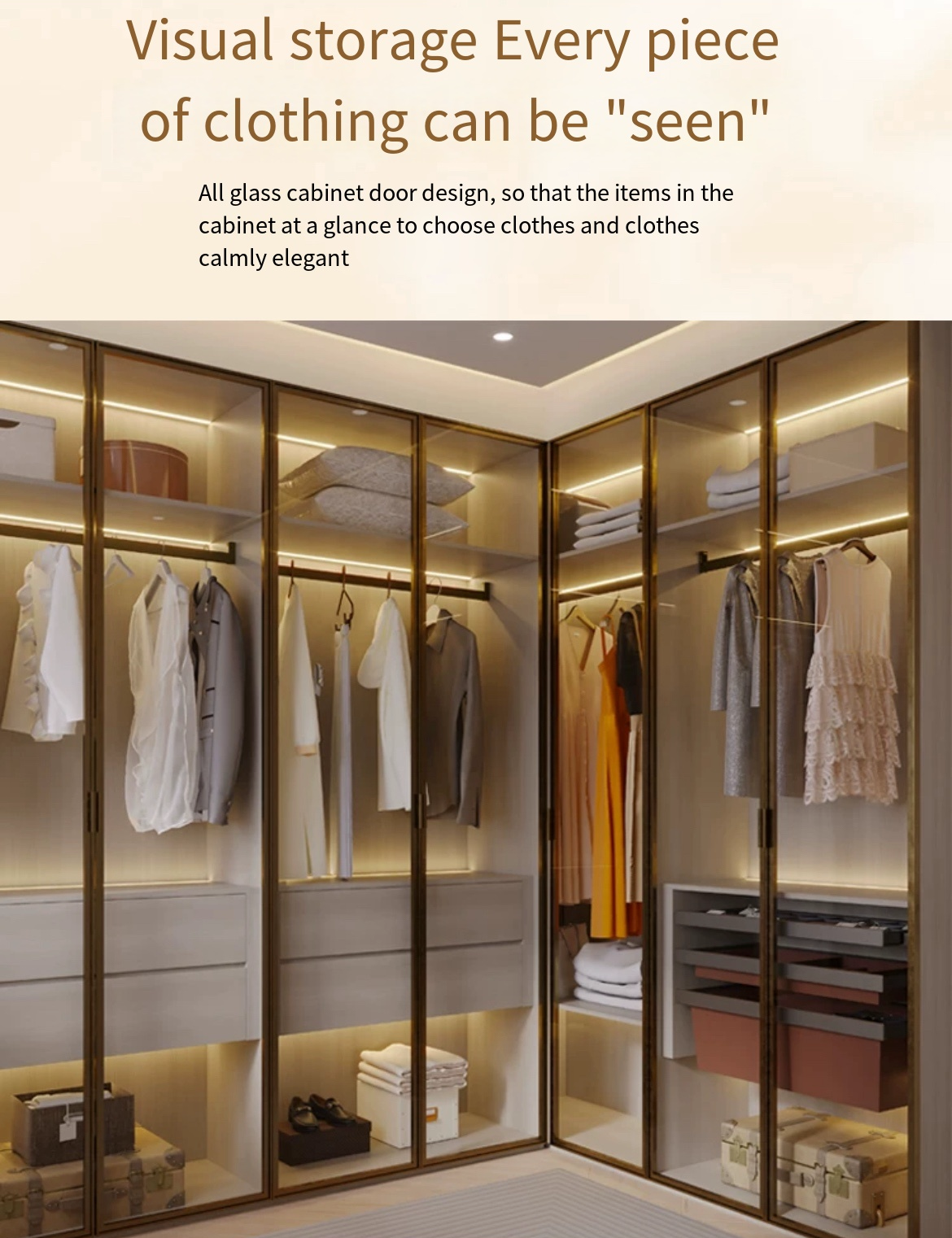 Step into Luxury: Custom Glass Door Bedroom walk-in Wardrobe