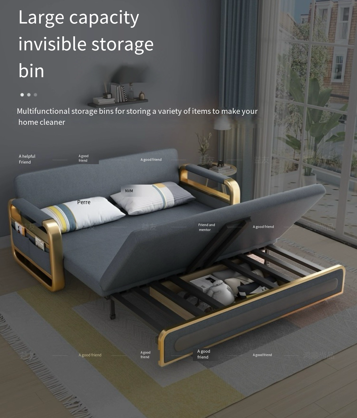 Space-Saving Wonder: Dual-Purpose Sofa Bed with Foldable Storage