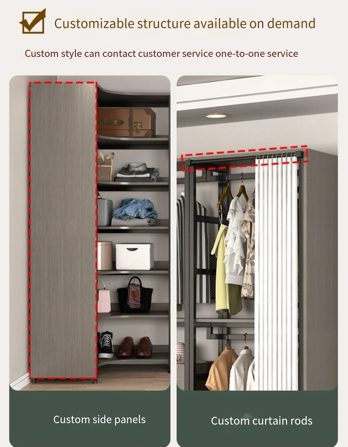 Steel and Wood Elegance: Open Wardrobe Storage Rack for Your Walk-in Closet