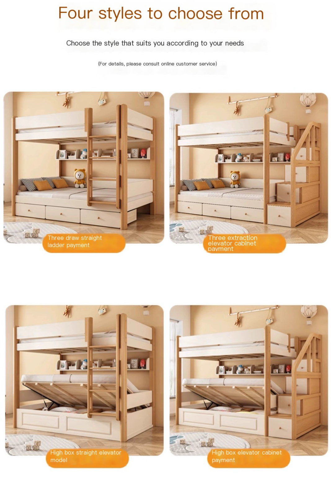 Sleep & Store in Style: Children's High and Low Bed with Double Bunk - Delivered and Installed for You