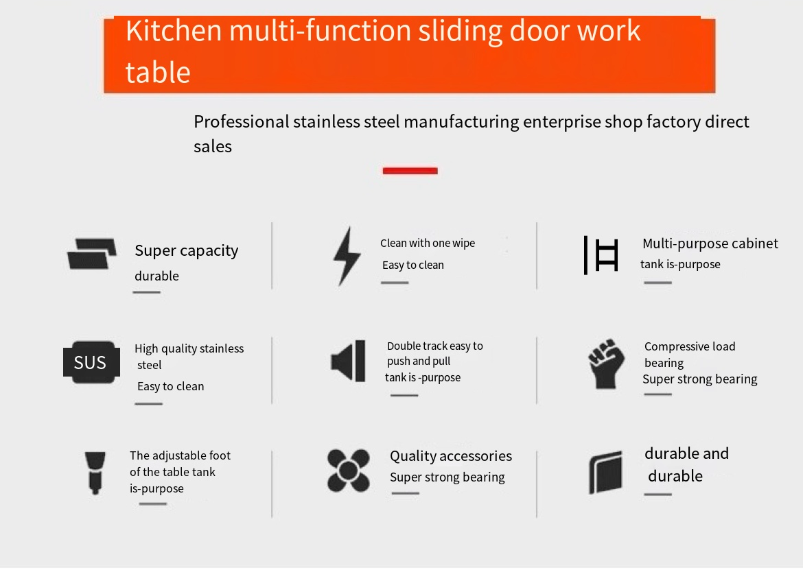 Upgrade Your Kitchen with our Mobile Sliding Door Stainless Steel Workbench