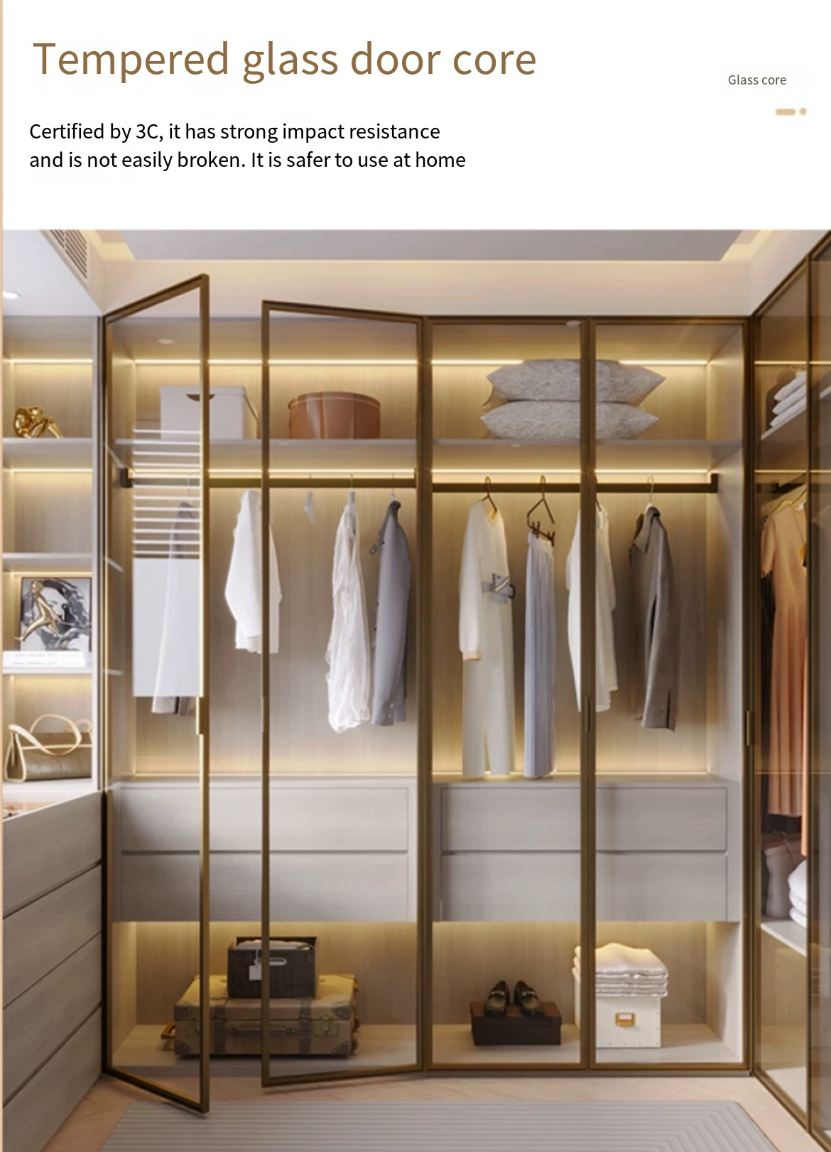 Step into Luxury: Custom Glass Door Bedroom walk-in Wardrobe