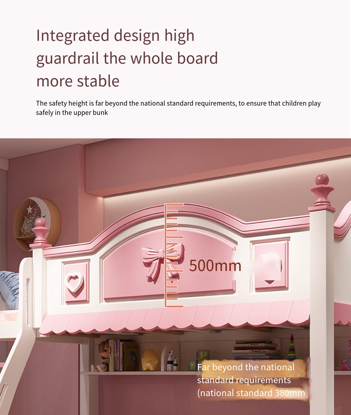 Children's Up and Down Princess Bed with Detachable Slide - Delivered and Installed