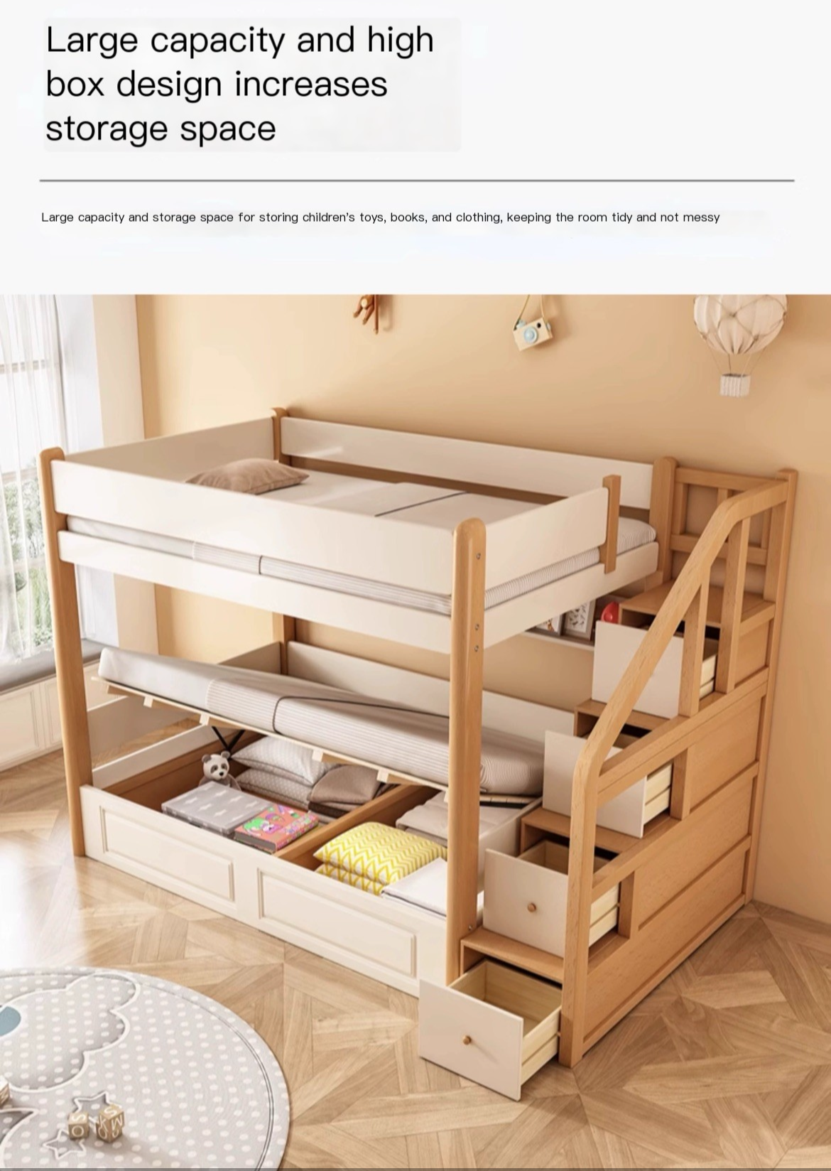 Sleep & Store in Style: Children's High and Low Bed with Double Bunk - Delivered and Installed for You