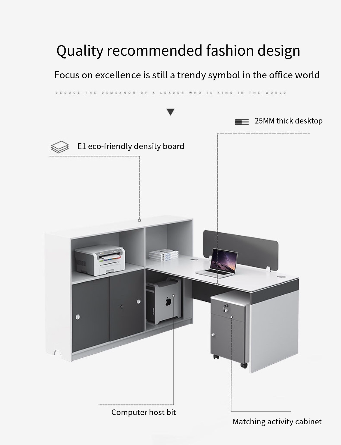 Versatile Modern Office Desk & Chair Combos for 2/4/6 Personnel including Cabinet and Chair.