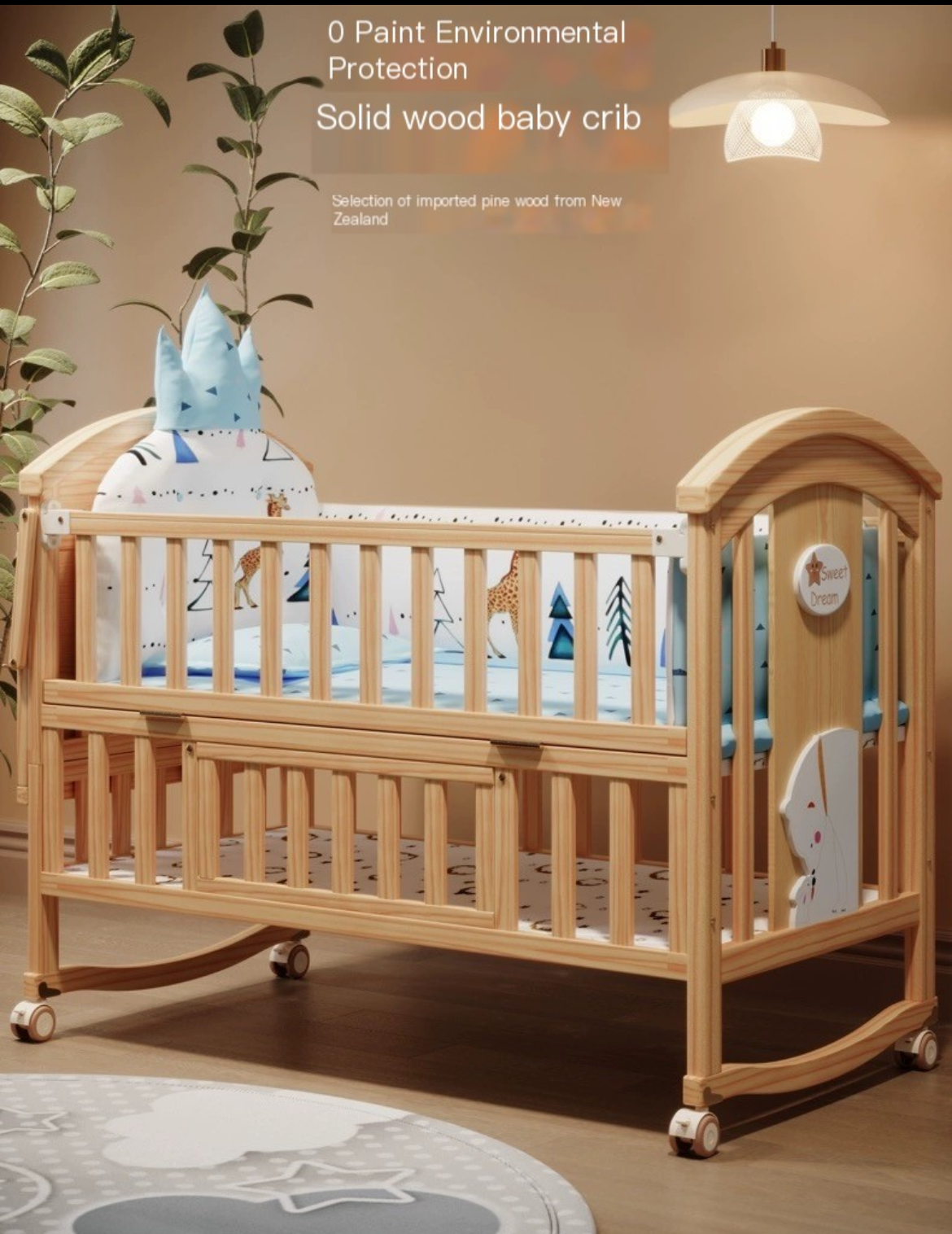 Experience Ultimate Baby Comfort with Our Multifunctional Solid Wood Cradle Bed