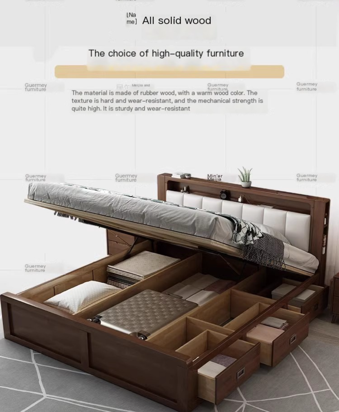 Simplify Your Life: Nordic Solid Wood Storage Bed - Modern, Spacious, Delivered to your Doorstep and installed for you