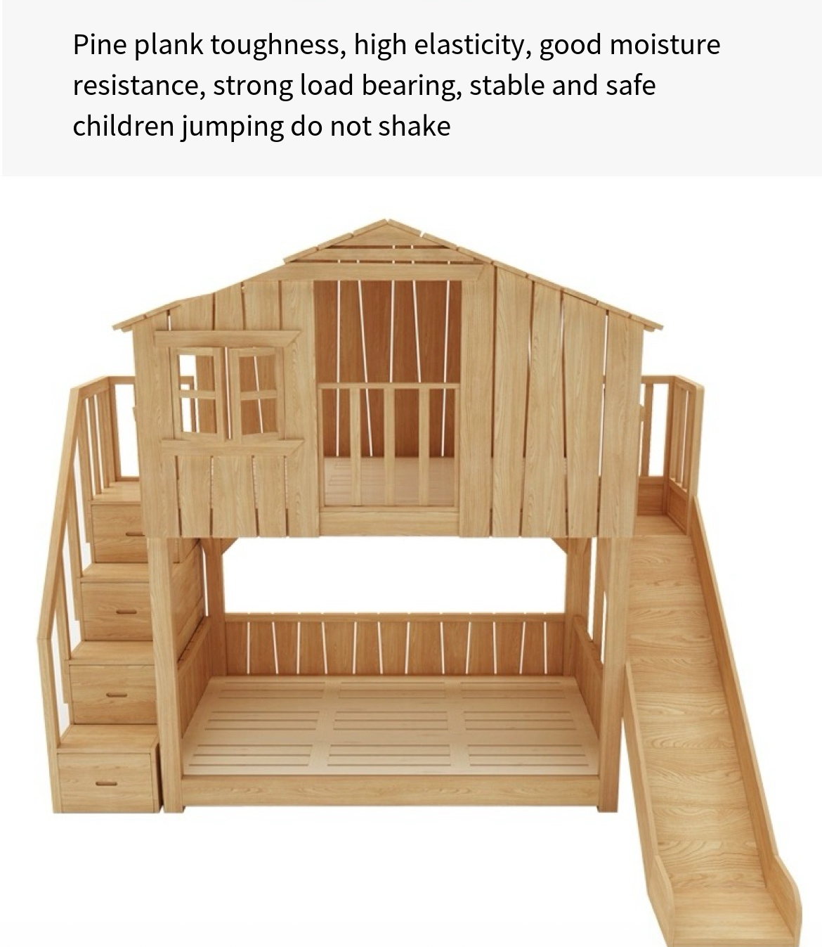 Climb, Slide, and Dream: All Solid Wood Treehouse Bed - A Magical Space for Your Children