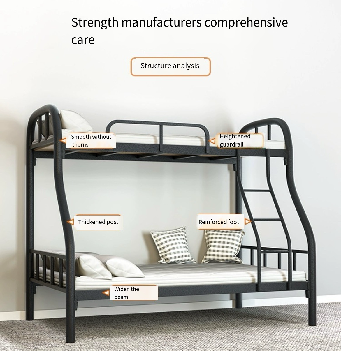 Maximize Space with our Iron Art High and Low Bed - A Mother Bed with Upper-Lower Bunks perfect for Families