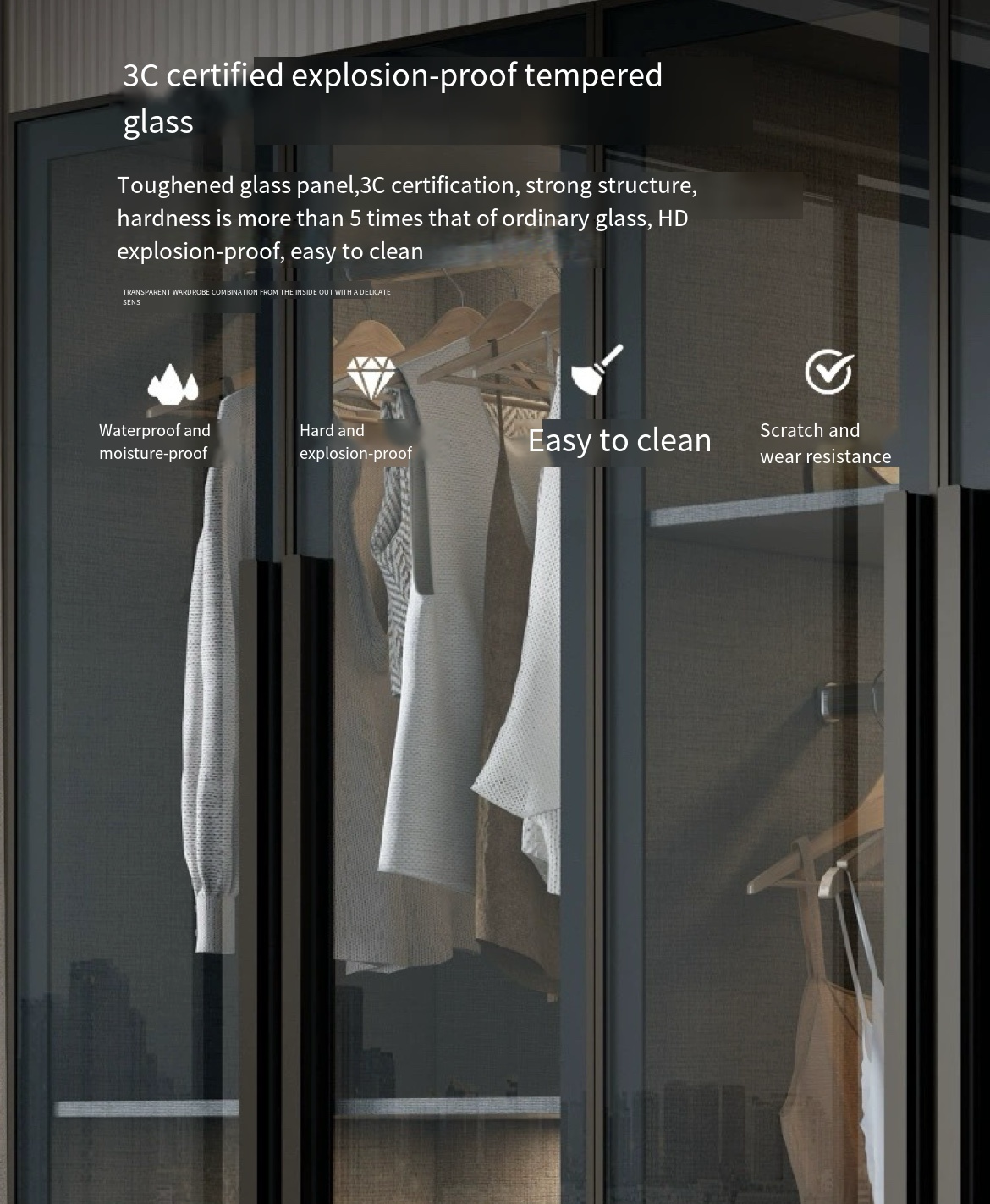 Modernize Your Bedroom with our Light Luxury Glass Wardrobe