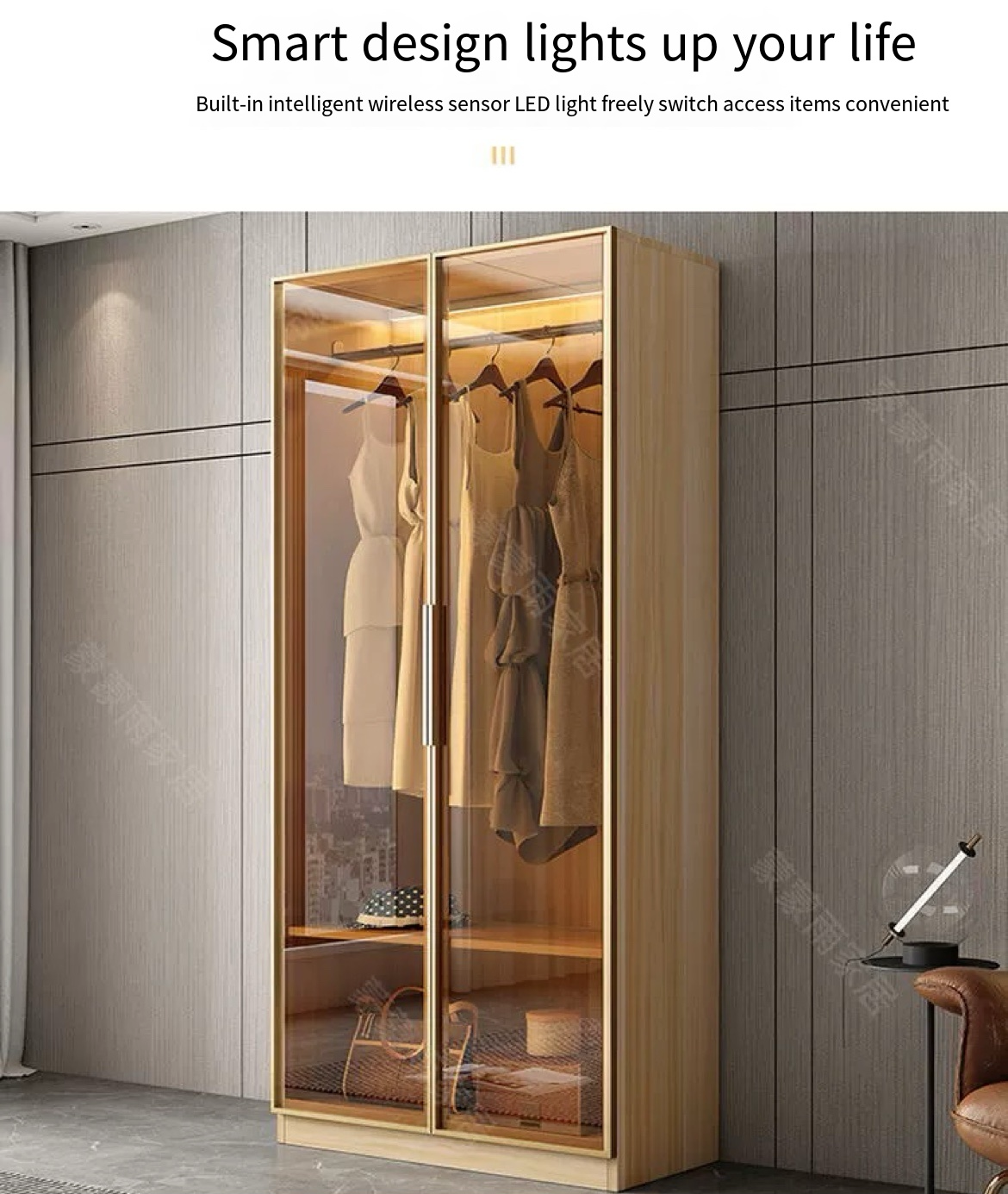 Sleek and Stylish Modern Simple Glass Door Wardrobe for Small Apartments