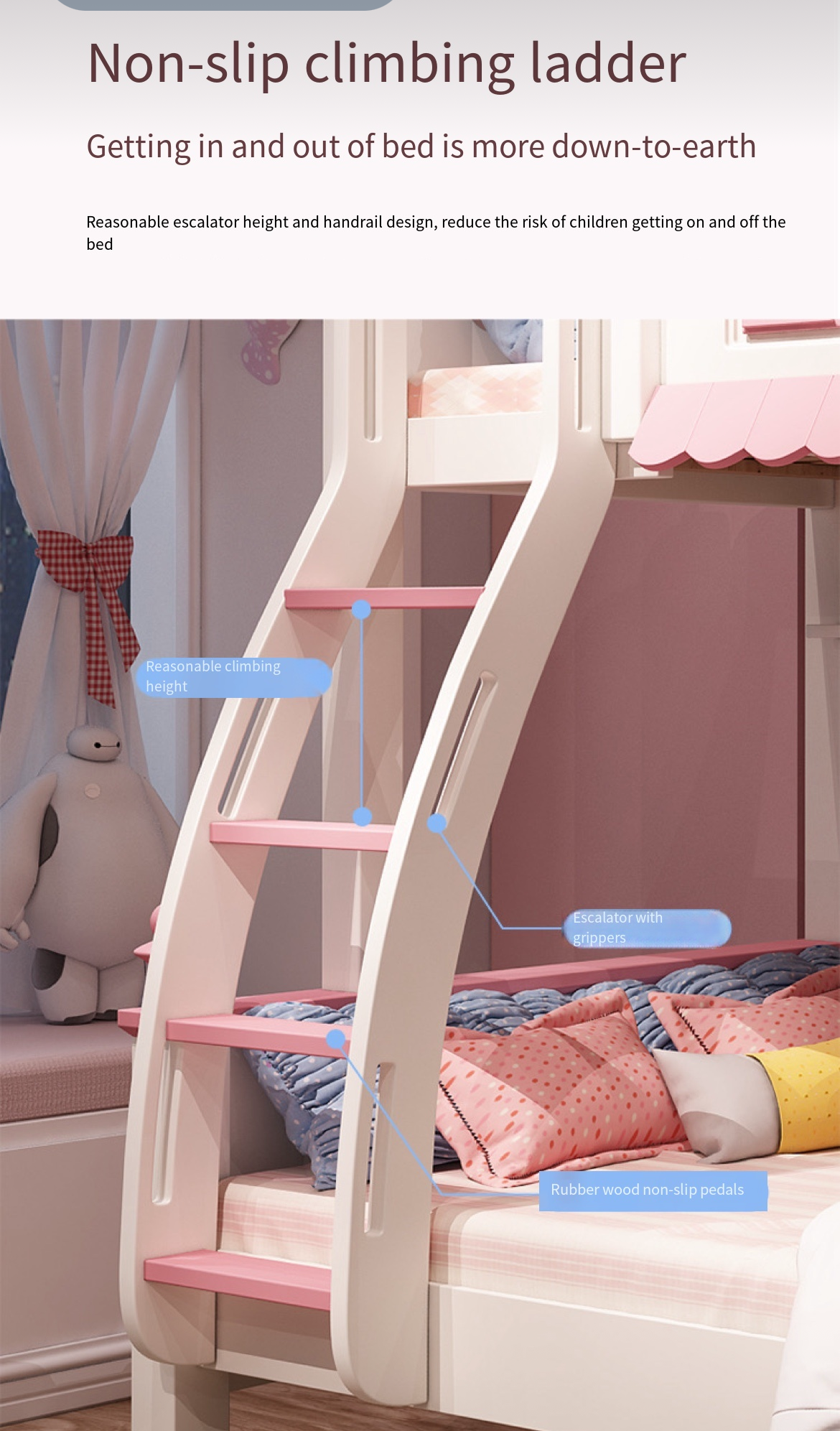 Children's Up and Down Princess Bed with Detachable Slide - Delivered and Installed