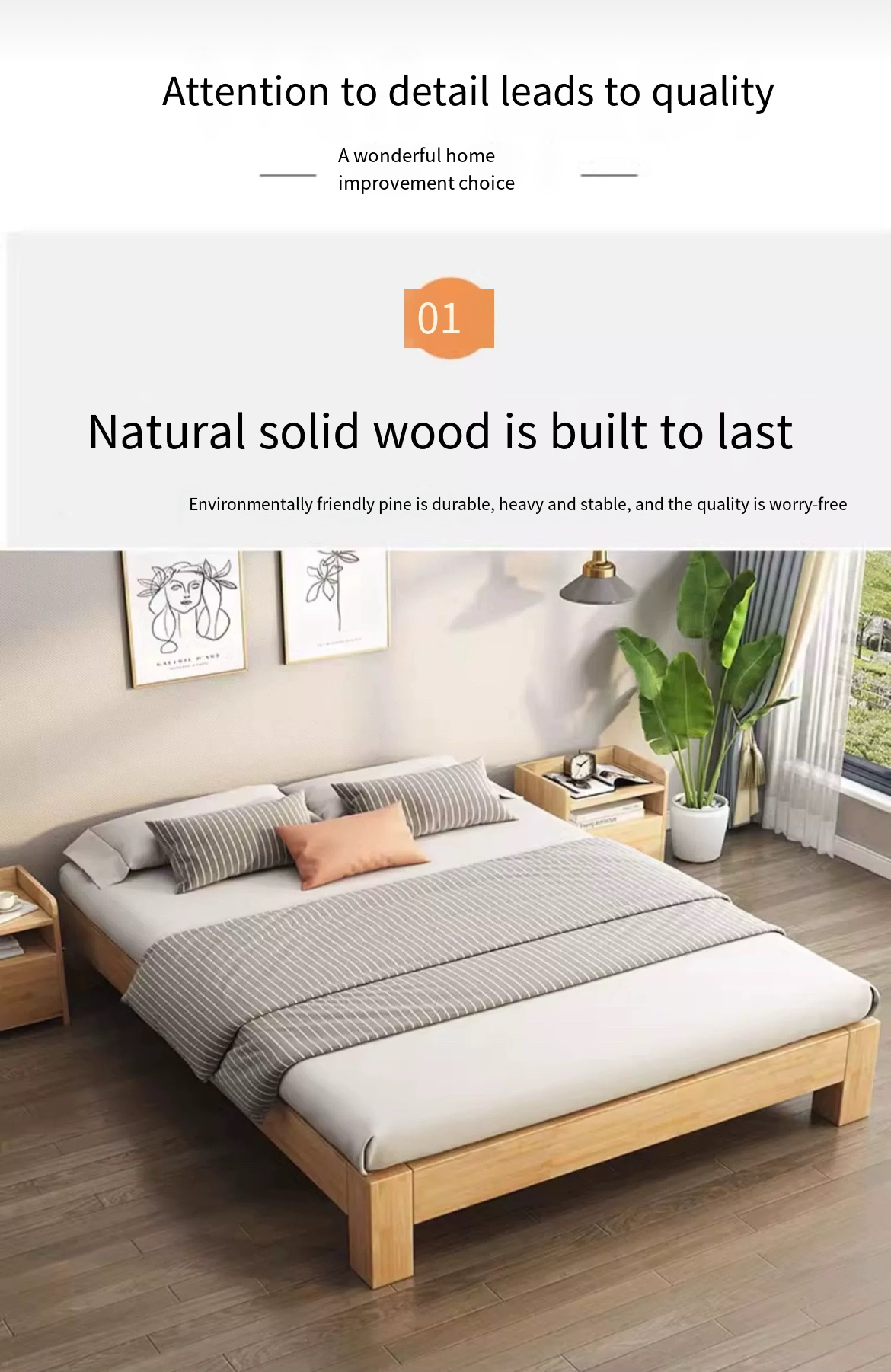 Quality Meets Comfort Full Solid Wood Tatami Bed - Delivered, Installed, and Designed Just for You