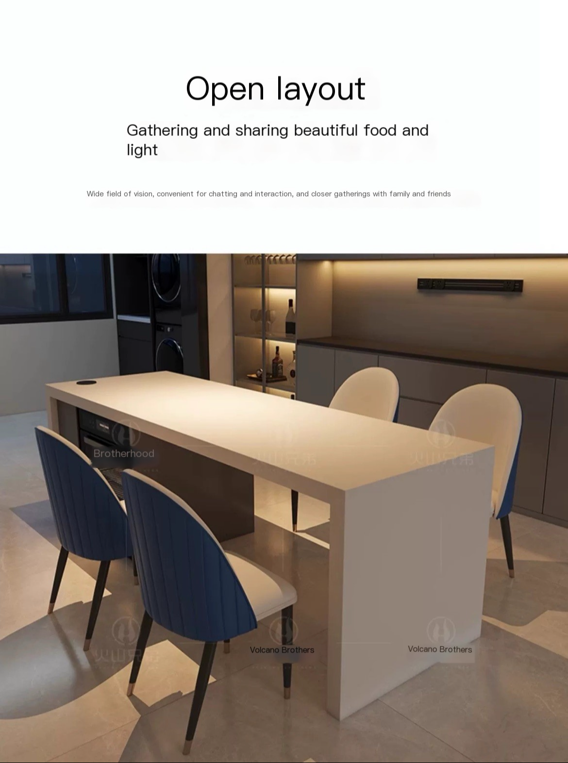 Upgrade Your Dining Experience with Our Inverted Integrated Table Design.180*80*75cm