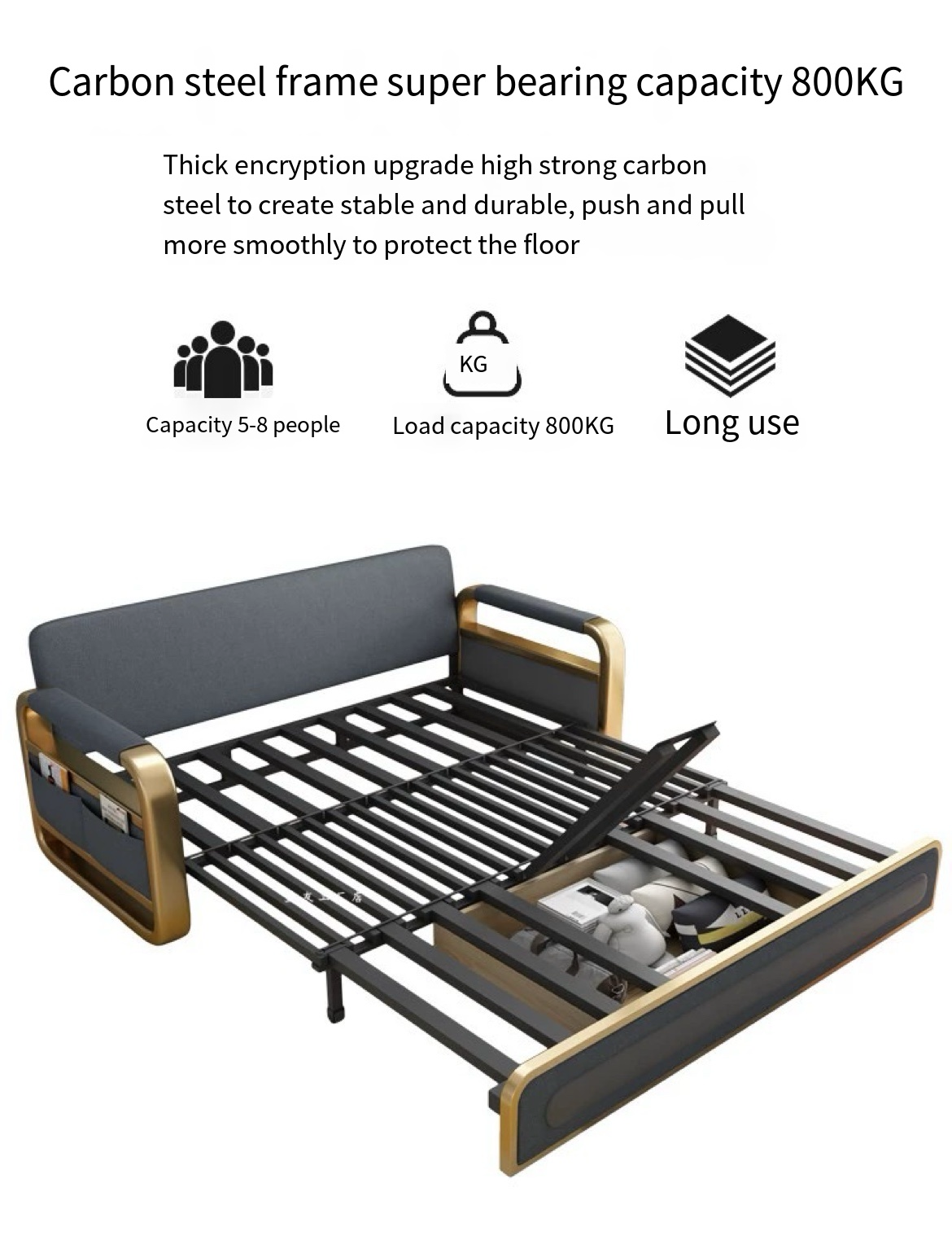 Space-Saving Wonder: Dual-Purpose Sofa Bed with Foldable Storage